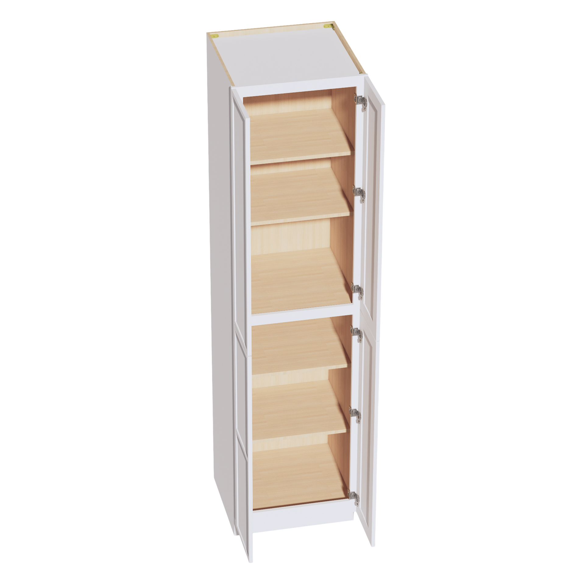 TP2496-SSW  Tall Shelf Pantry Cabinet 4 Door & 6 Sheleves - Slim Shaker Style - White   24" W x 96"H x 24"D