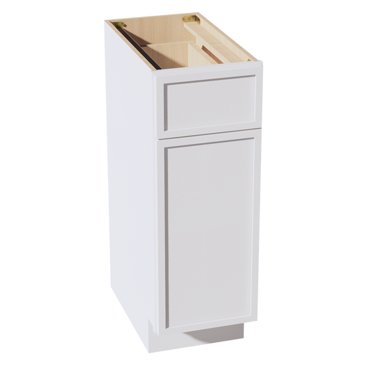 VB1221-SSW  Vanity Base Cabinet 1 Door & 1 Drawer - Slim Shaker Style - White   12"W x 34-1/2"H x 21"D