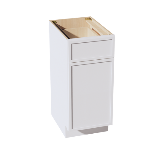 VB1521-SSW  Vanity Base Cabinet 1 Door & 1 Drawer - Slim Shaker Style - White   15"W x 34-1/2"H x 24"D