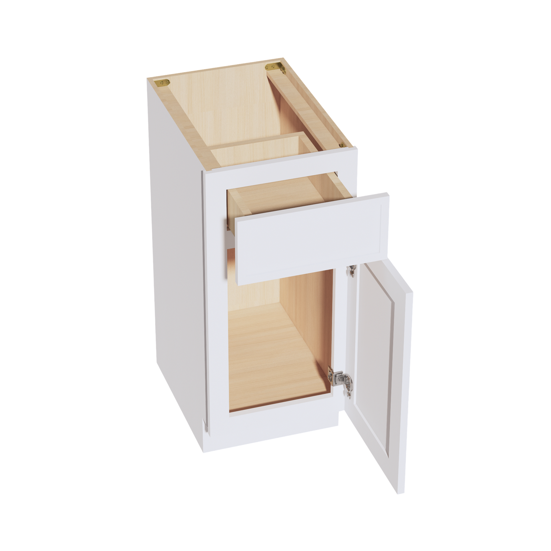 VB1521-SSW  Vanity Base Cabinet 1 Door & 1 Drawer - Slim Shaker Style - White   15"W x 34-1/2"H x 24"D