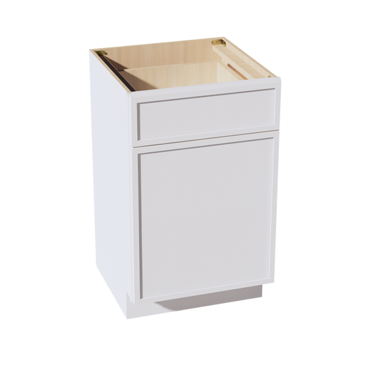 VB2121-SSW  Vanity Base Cabinet 1 Door & 1 Drawer - Slim Shaker Style - White   21"W x 34-1/2"H x 24"D