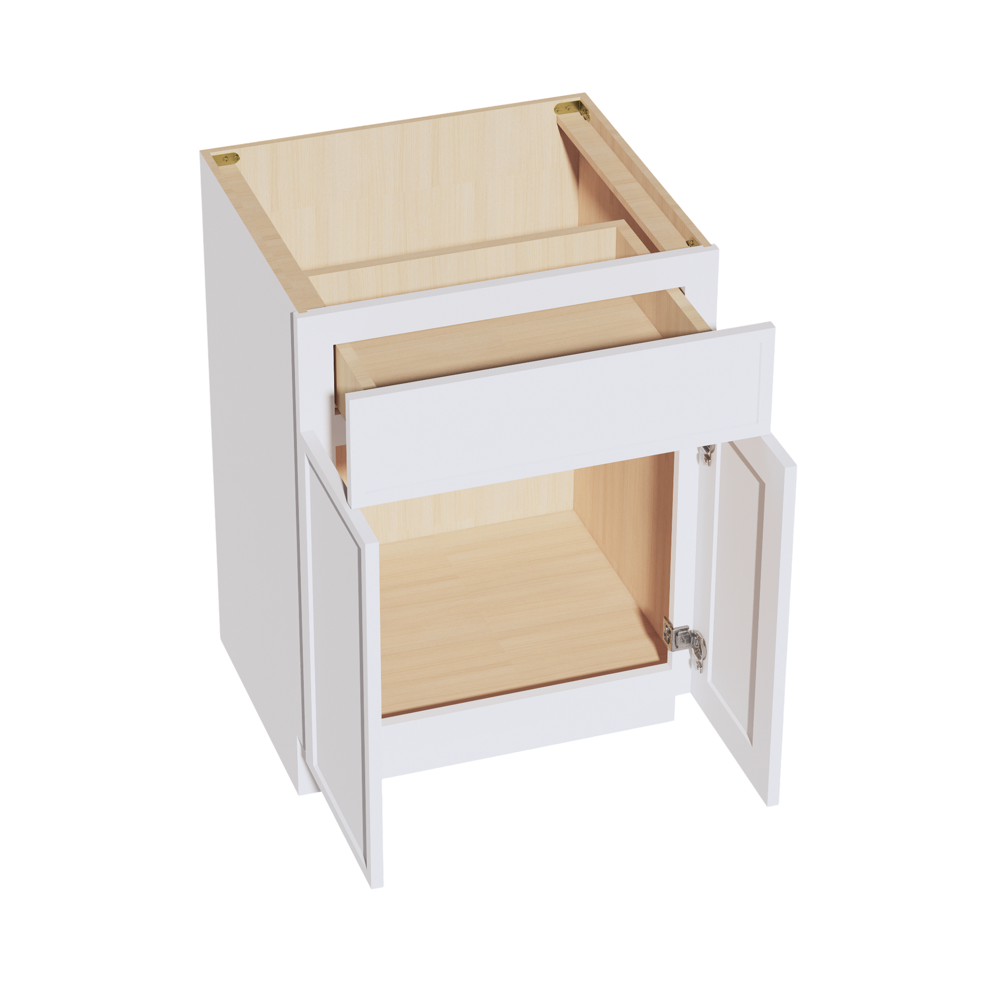 VB2421-SSW  Vanity Base Cabinet 2 Doors & 1 Drawer - Slim Shaker Style - White   24"W x 34-1/2"H x 24"D