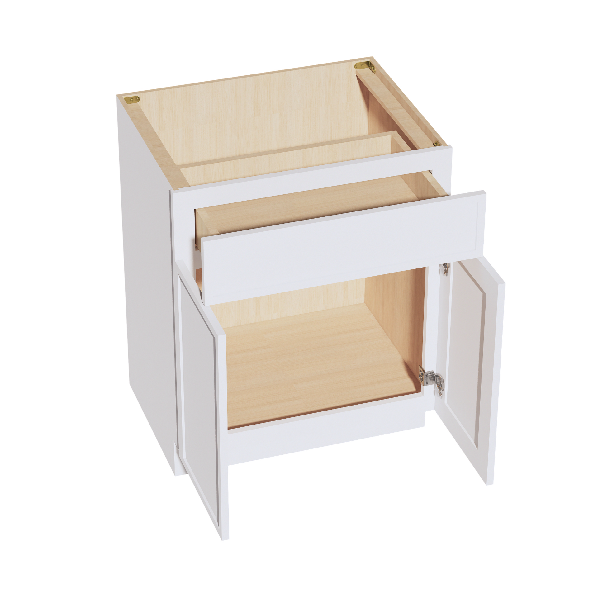 VB2721-SSW  Vanity Base Cabinet 2 Doors & 1 Drawer - Slim Shaker Style - White   27"W x 34-1/2"H x 24"D