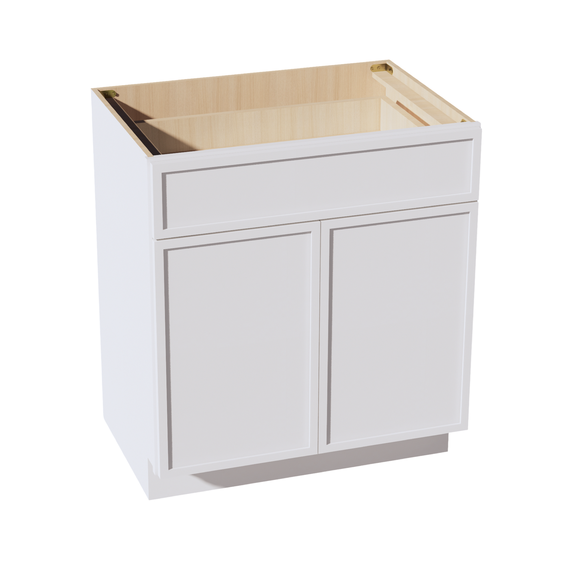 VB3021-SSW  Vanity Base Cabinet 2 Doors & 1 Drawer - Slim Shaker Style - White   30"W x 34-1/2"H x 24"D