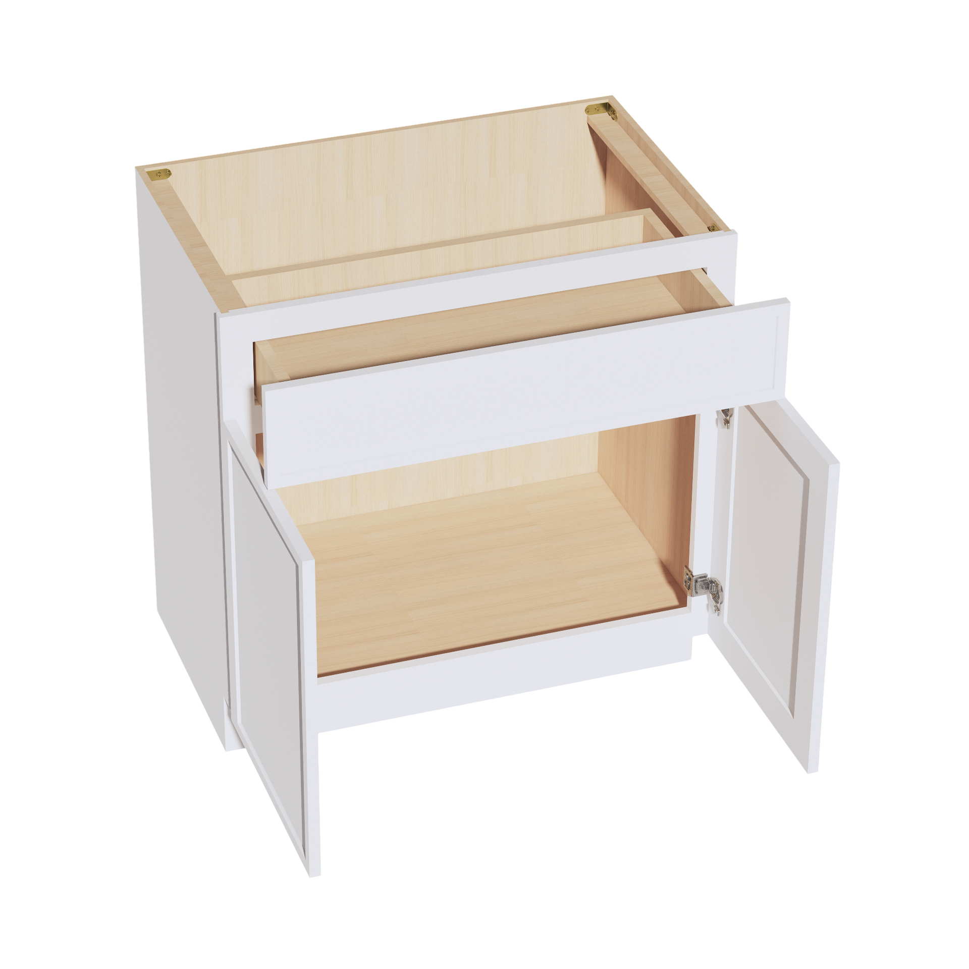 VB3321-SSW  Vanity Base Cabinet 2 Doors & 1 Drawer - Slim Shaker Style - White   33"W x 34-1/2"H x 24"D