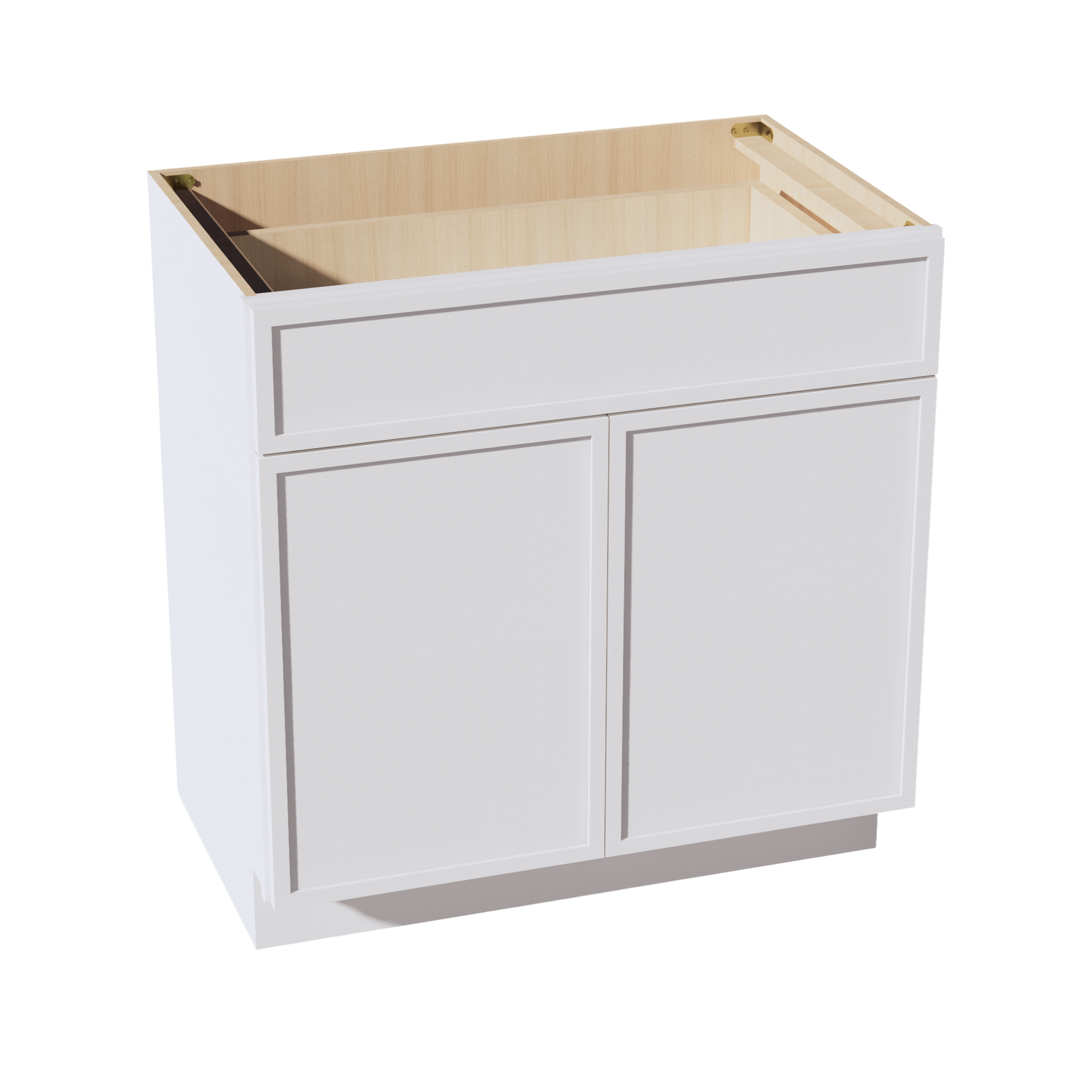 VB3321-SSW  Vanity Base Cabinet 2 Doors & 1 Drawer - Slim Shaker Style - White   33"W x 34-1/2"H x 24"D