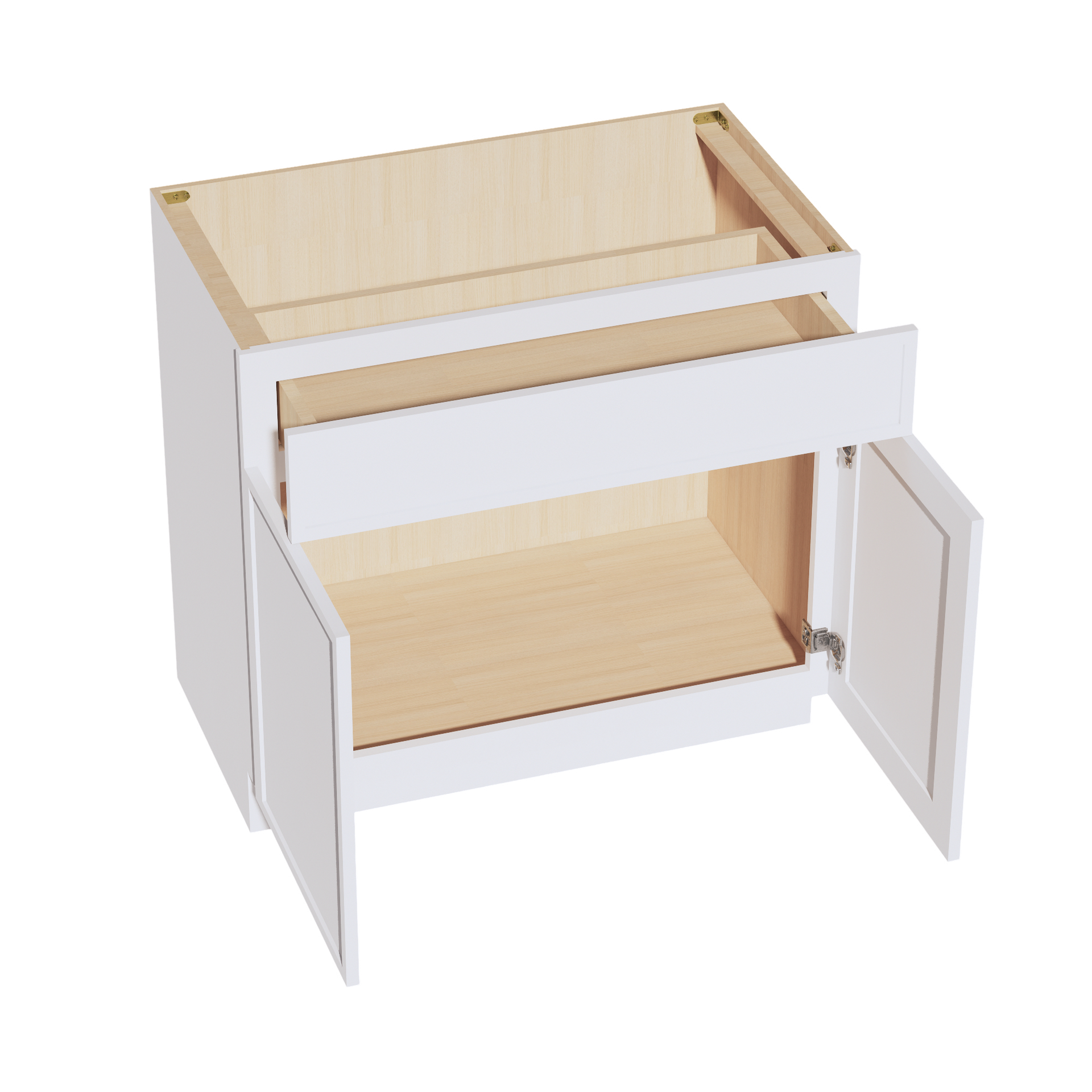 VB3621-SSW  Vanity Base Cabinet 2 Doors & 1 Drawer - Slim Shaker Style - White   36"W x 34-1/2"H x 24"D