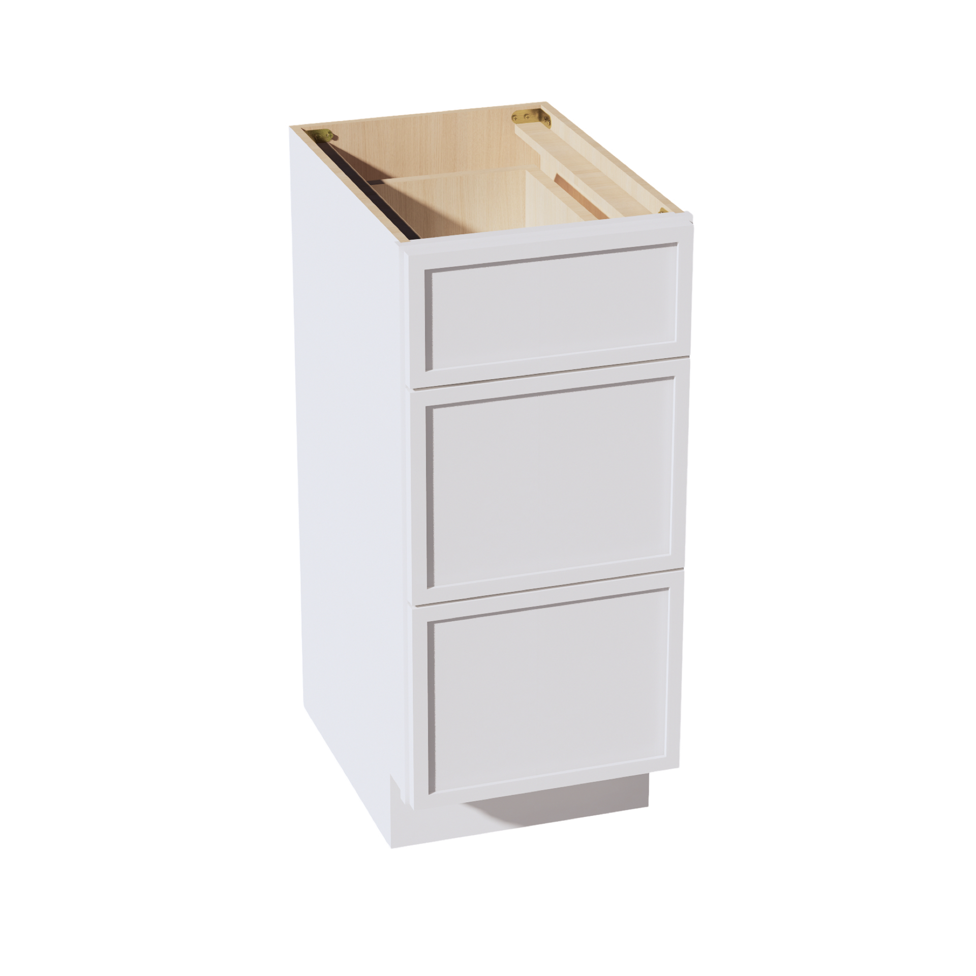 VDB1521-SSW  Vanity Base Cabinet 3 Drawers - Slim Shaker Style - White   15"W x 34-1/2"H x 21"D
