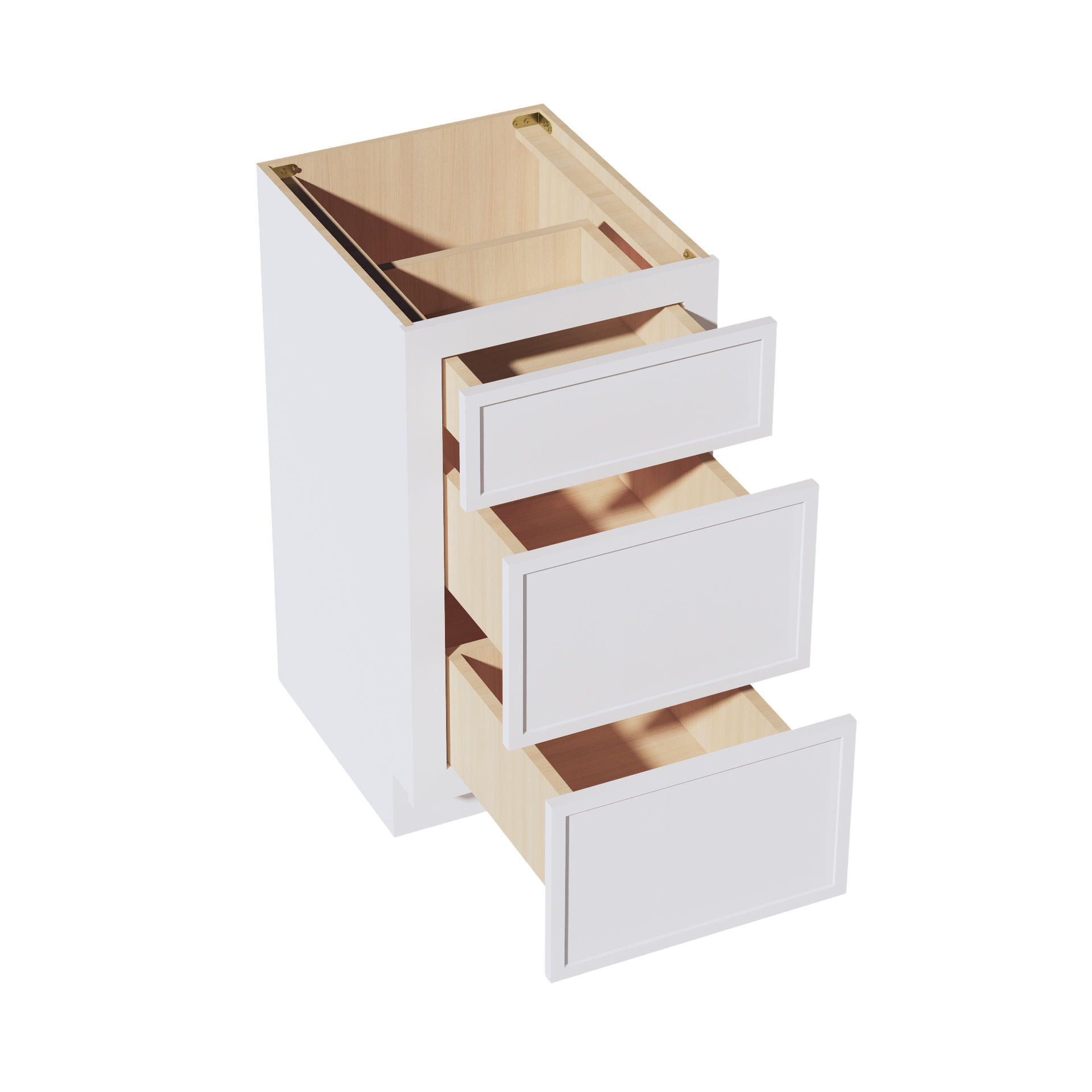 VDB1821-SSW  Vanity Base Cabinet 3 Drawers - Slim Shaker Style - White   18"W x 34-1/2"H x 21"D