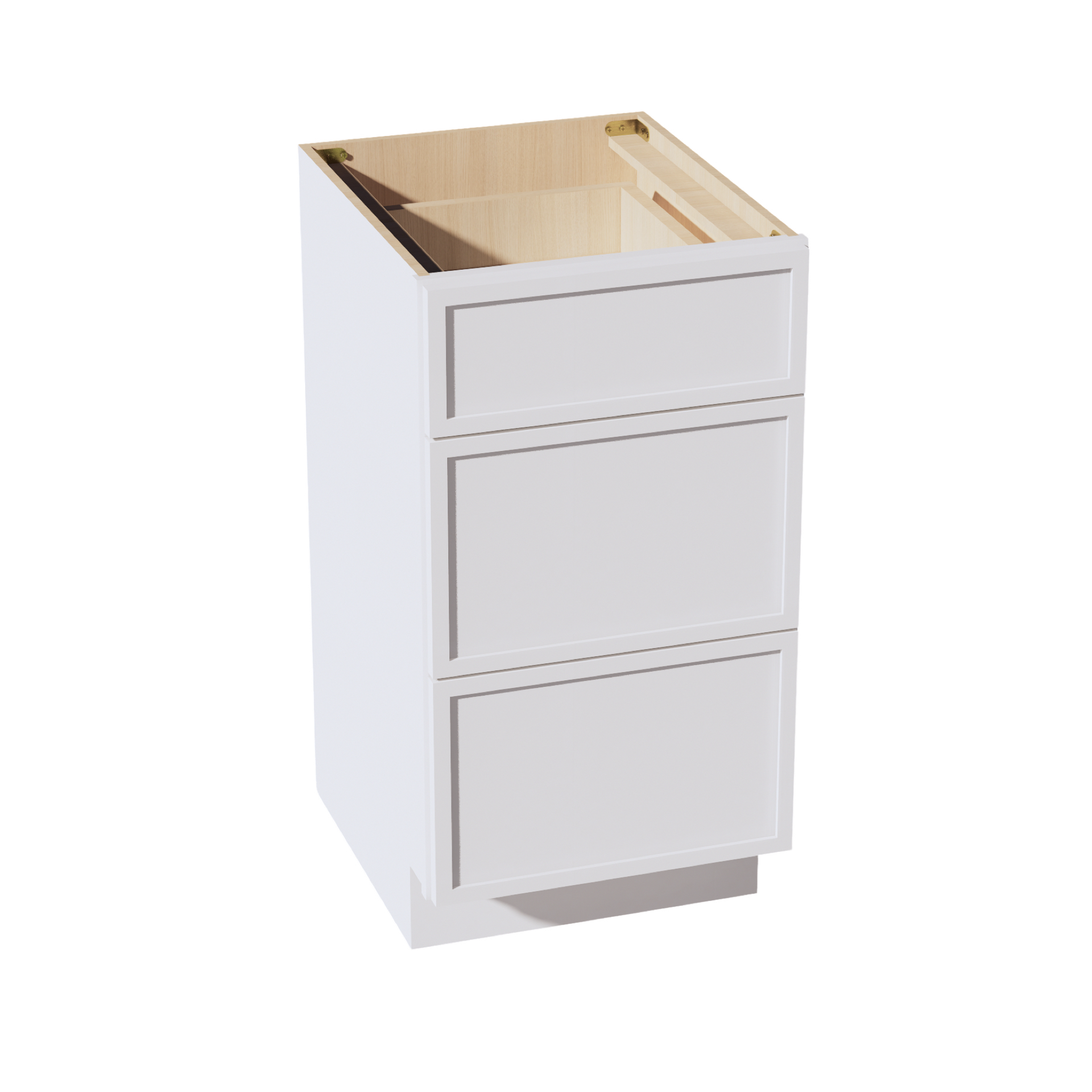 VDB1821-SSW  Vanity Base Cabinet 3 Drawers - Slim Shaker Style - White   18"W x 34-1/2"H x 21"D