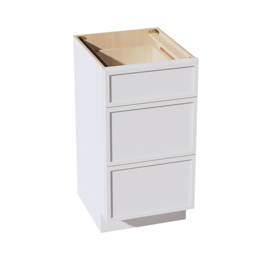 VDB1821-SSW  Vanity Base Cabinet 3 Drawers - Slim Shaker Style - White   18"W x 34-1/2"H x 21"D