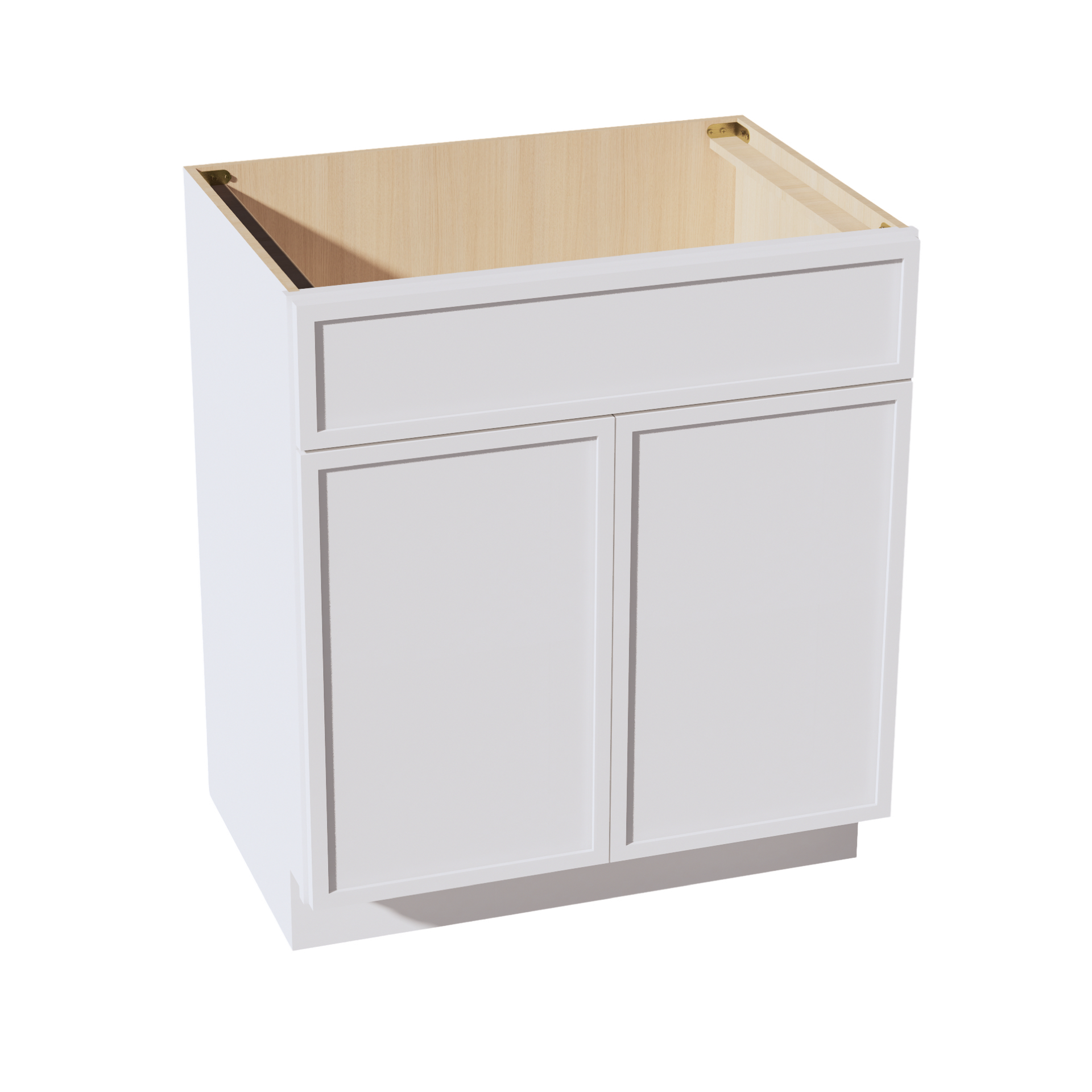VSB3021-SSW  Vanity Sink Base 1 False Drawer & 2 Doors - Slim Shaker Style - White   30"W x 34-1/2"H x 21"D