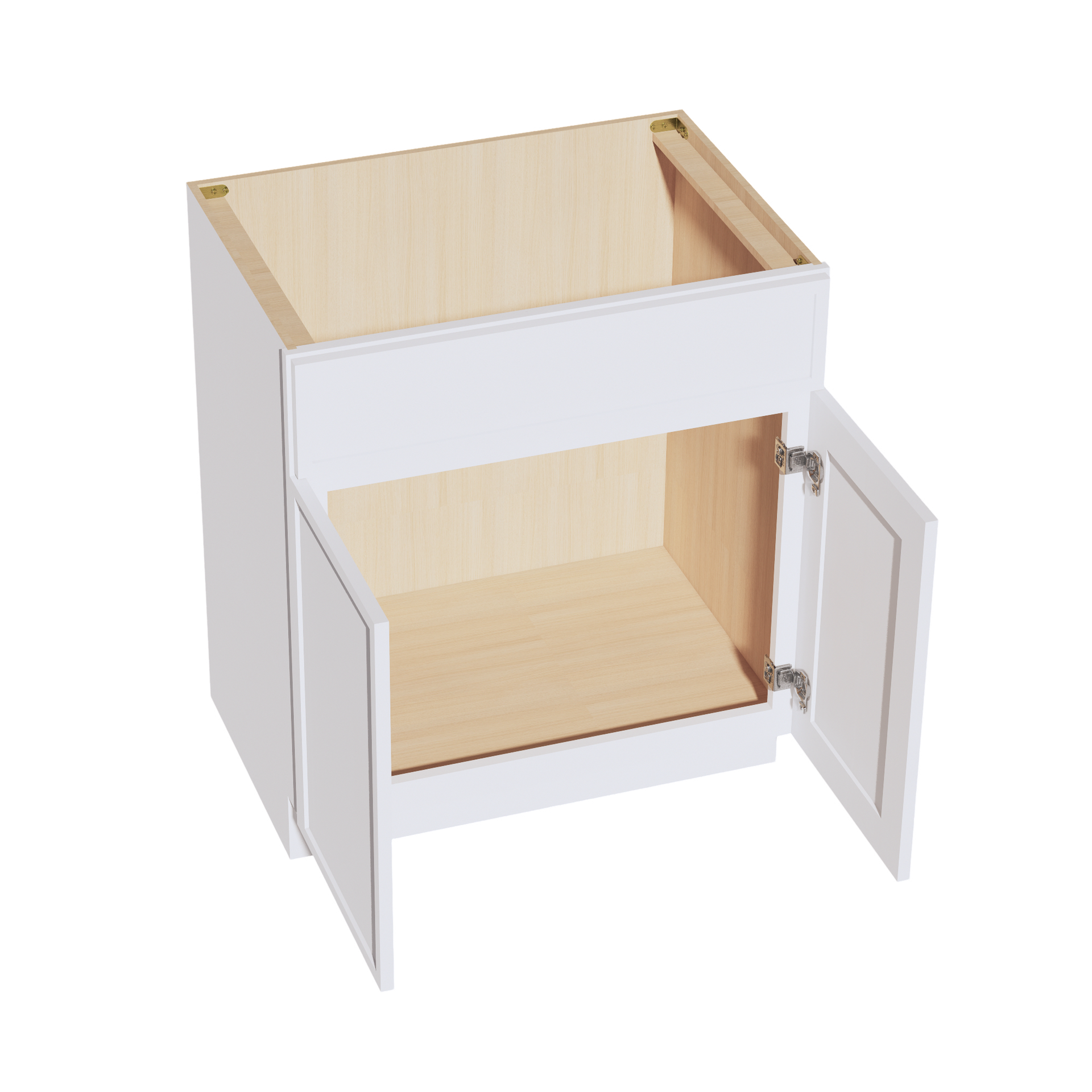 VSB3021-SSW  Vanity Sink Base 1 False Drawer & 2 Doors - Slim Shaker Style - White   30"W x 34-1/2"H x 21"D