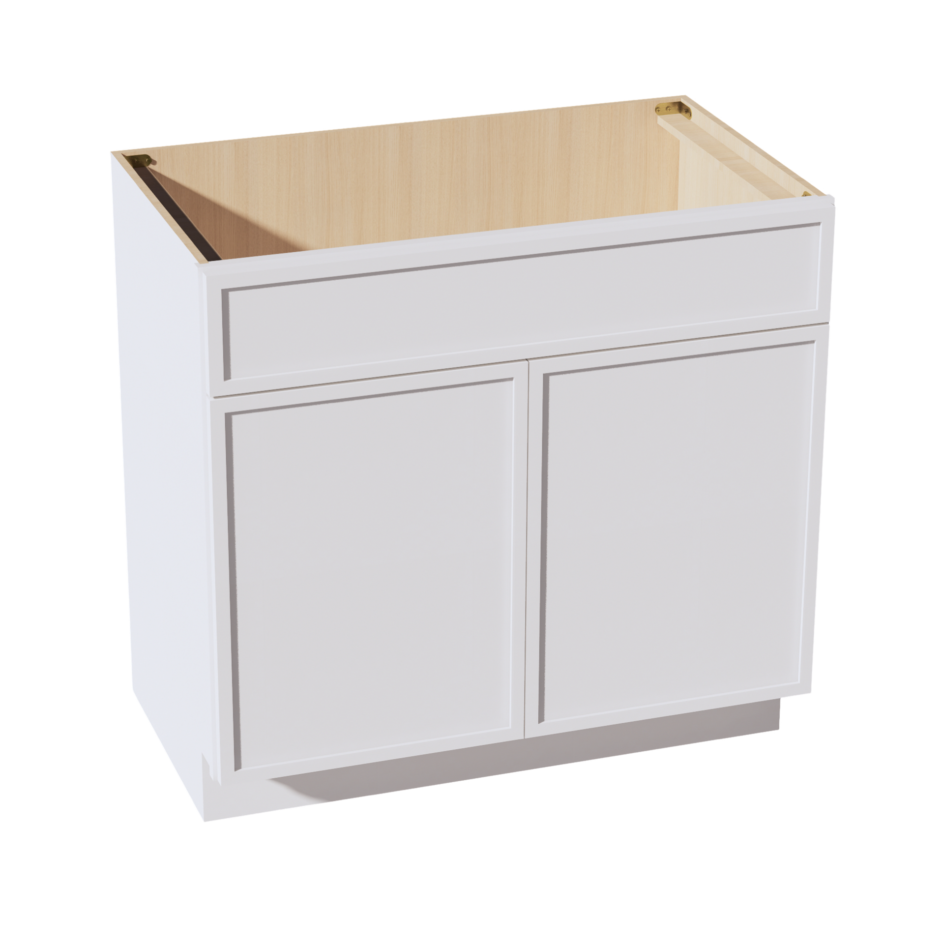 VSB3621-SSW: Slim Shaker White 36"W x 34-1/2"H x 21"D 2 Doors & 1 False Drawer Vanity Sink Base Cabinets