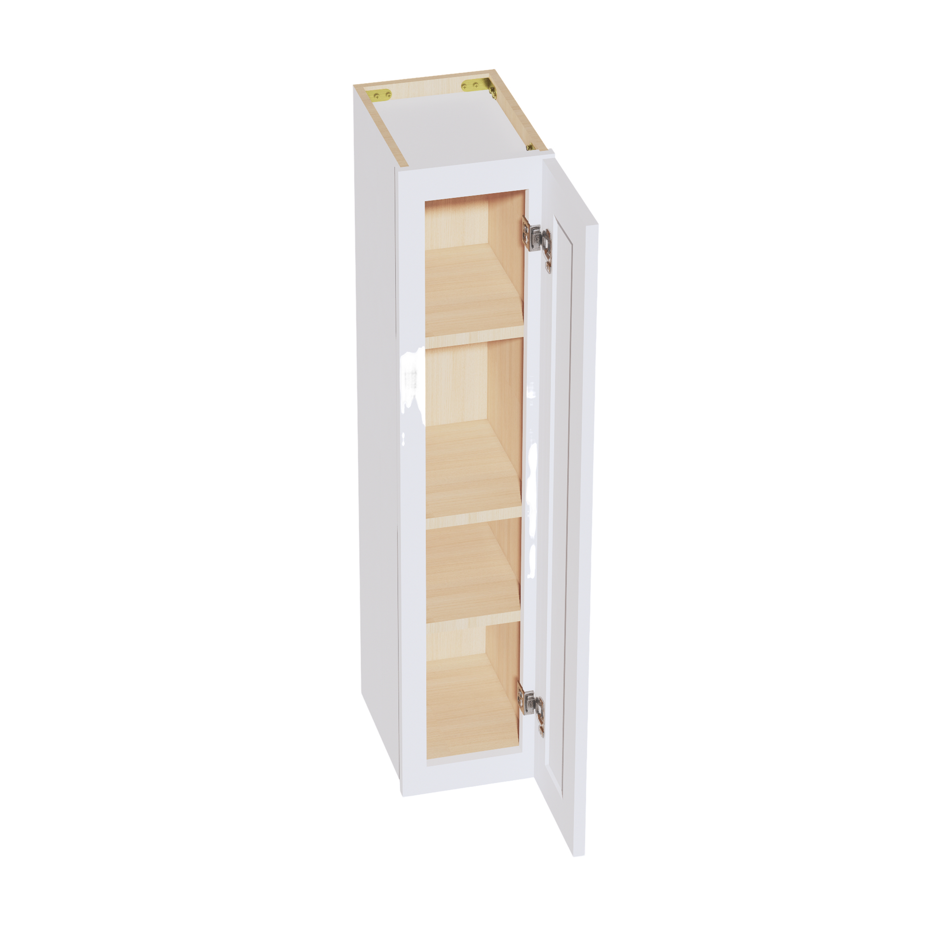 W0942-SSW  Wall Cabinet 1 Door & 2 Shelves - Slim Shaker Style - White   09"W x 42"H x 12"D