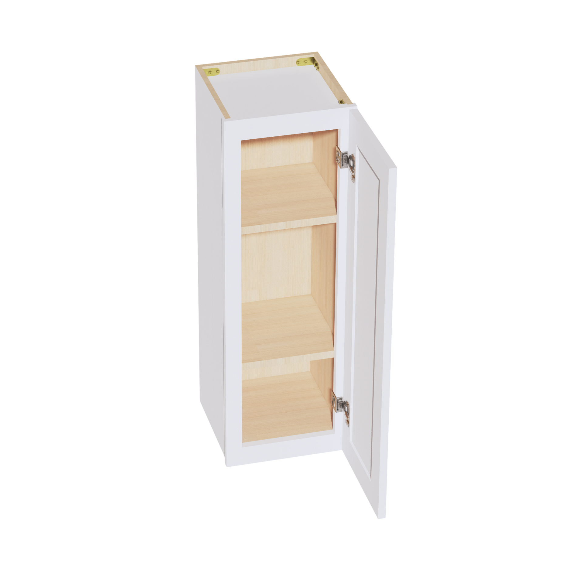 W1236-SSW  Wall Cabinet 1 Door & 2 Shelves - Slim Shaker Style - White   12"W x 36"H x 12"D