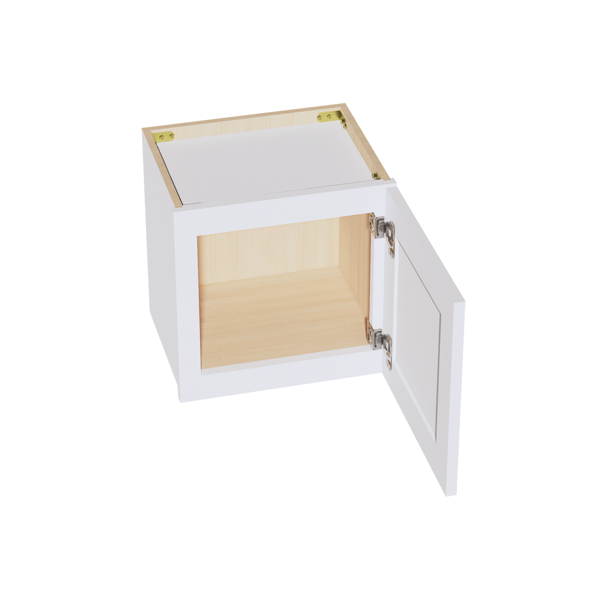 W1515-SSW  Wall Cabinet 1 Door & 2 Shelves - Slim Shaker Style - White   15"W x 15"H x 12"D