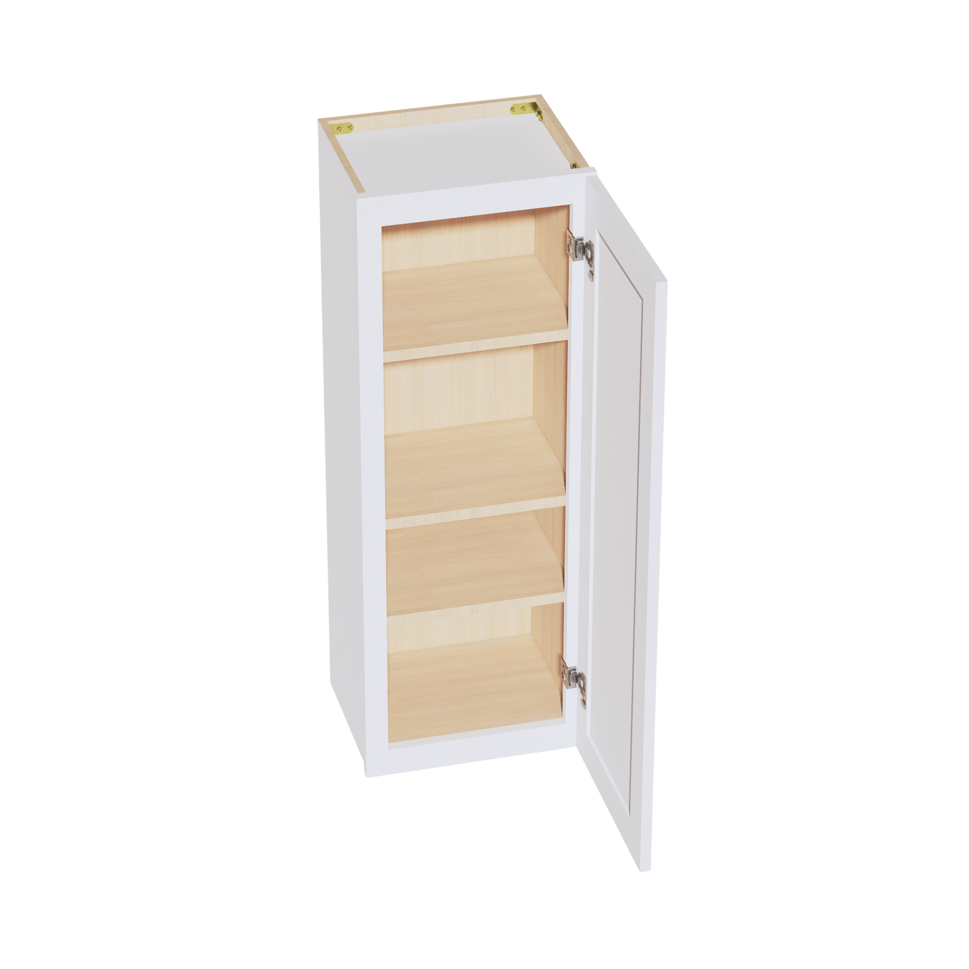 W1542-SSW  Wall Cabinet 1 Door & 2 Shelves - Slim Shaker Style - White   15"W x 42"H x 12"D