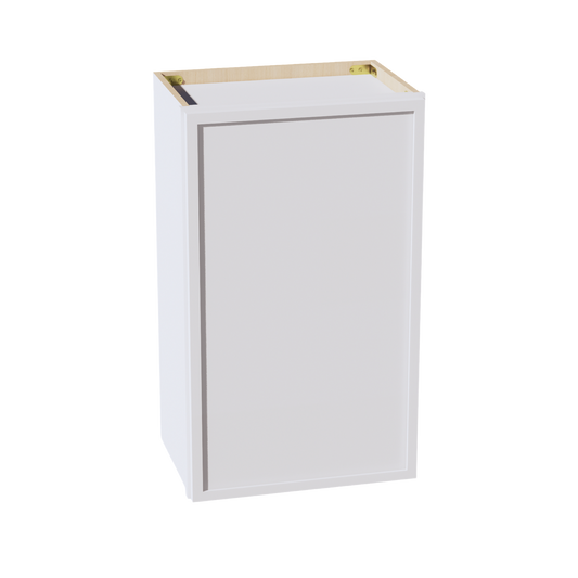 W1830-SSW  Wall Cabinet 1 Door & 2 Shelves - Slim Shaker Style - White   18"W x 30"H x 12"D
