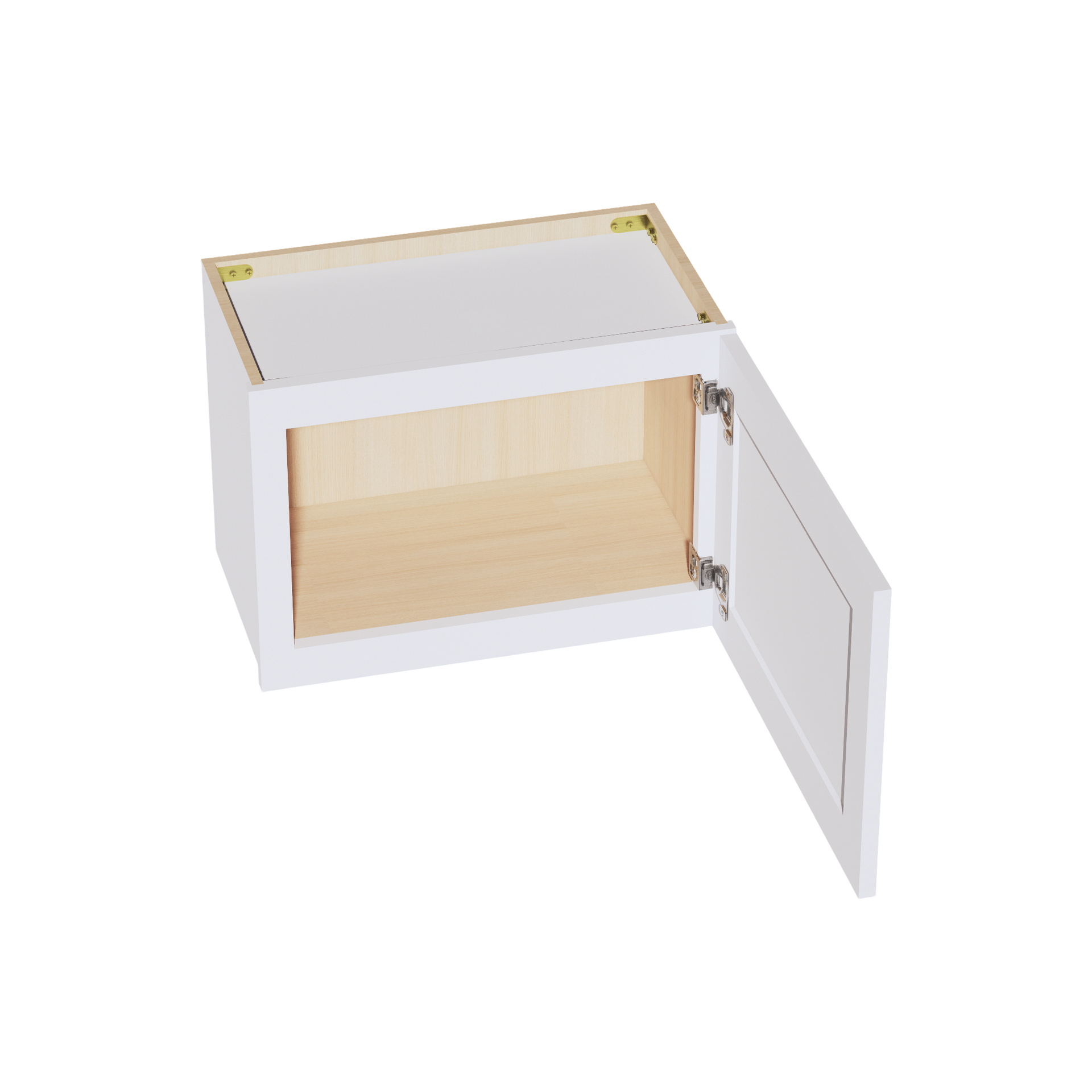 W2115-SSW  Wall Cabinet 1 Door & 2 Shelves - Slim Shaker Style - White   21"W x 15"H x 12"D