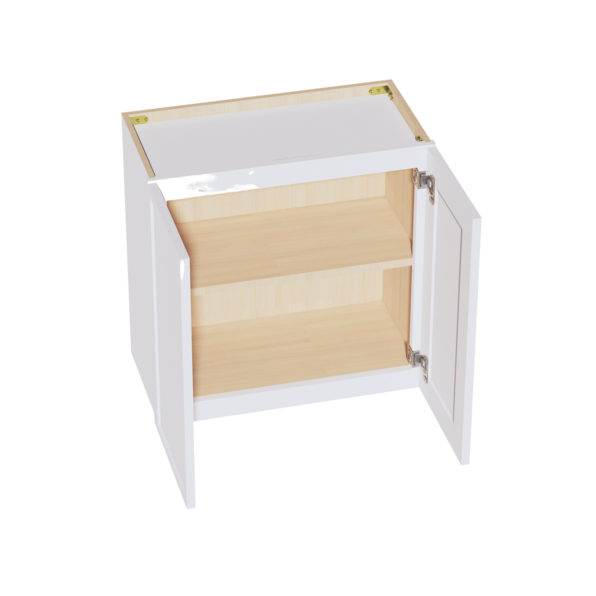 W2424-SSW  Wall Cabinet 2 Doors & 2 Shelves - Slim Shaker Style - White   24"W x 24"H x 12"