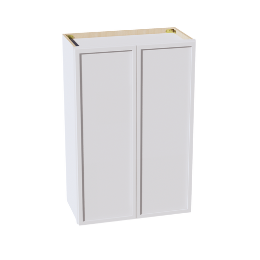 W2436-SSW  Wall Cabinet 2 Doors & 2 Shelves - Slim Shaker Style - White   24"W x 36"H x 12"D