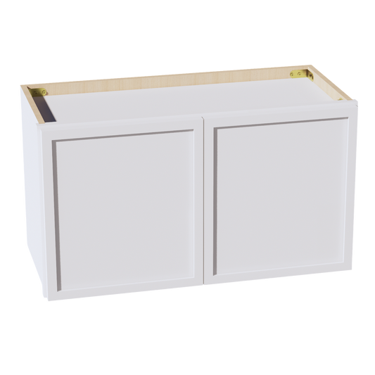 W2715-SSW  Wall Cabinet 2 Doors & 2 Shelves - Slim Shaker Style - White   27"W x 15"H x 12"D