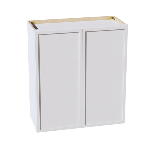 W2730-SSW  Wall Cabinet 2 Doors & 2 Shelves - Slim Shaker Style - White   27"W x 30"H x 12"D