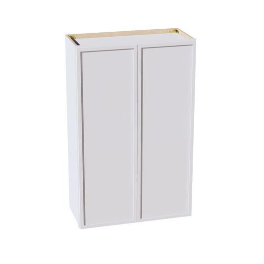 W2742-SSW  Wall Cabinet 2 Doors & 2 Shelves - Slim Shaker Style - White   27"W x 42"H x 12"D
