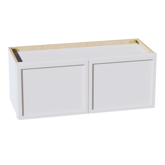 W3012-SSW  Wall Cabinet 2 Doors & 2 Shelves - Slim Shaker Style - White   30"W x 12"H x 12"D