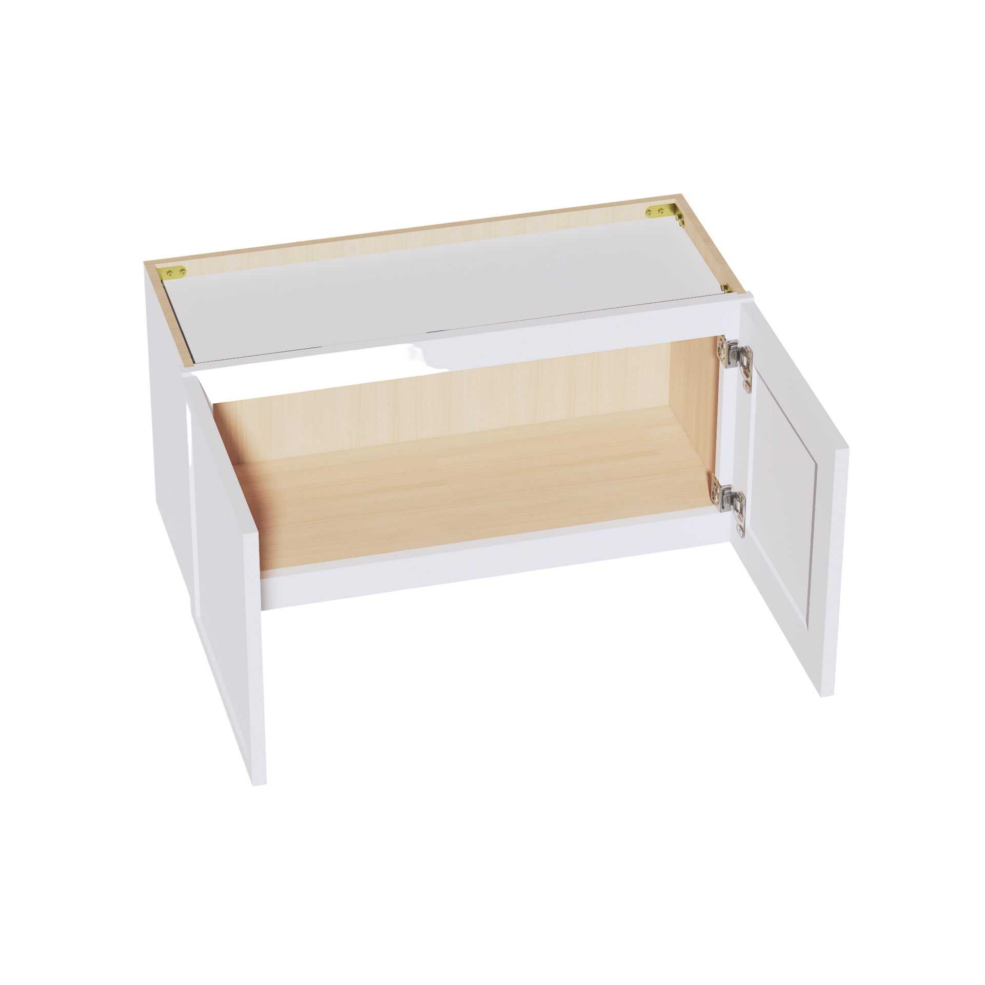 W3015-SSW  Wall Cabinet 2 Doors & 2 Shelves - Slim Shaker Style - White   30"W x 15"H x 12"D