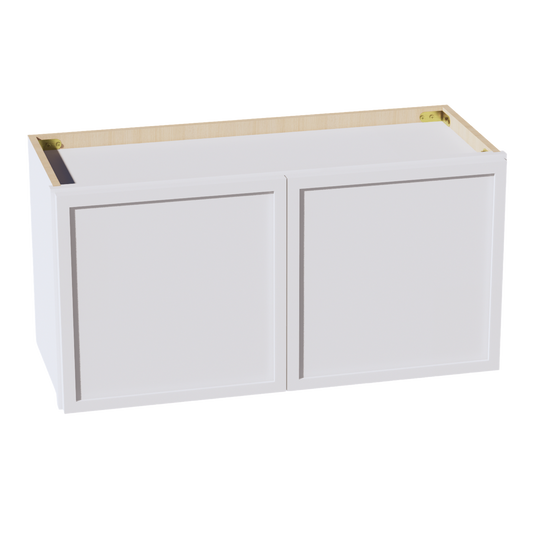 W3015-SSW  Wall Cabinet 2 Doors & 2 Shelves - Slim Shaker Style - White   30"W x 15"H x 12"D