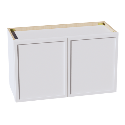 W3018-SSW  Wall Cabinet 2 Doors & 2 Shelves - Slim Shaker Style - White   30"W x 18"H x 12"D