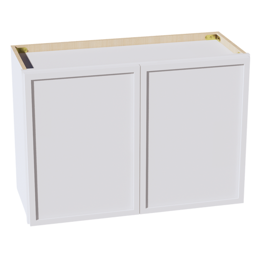 W3021-SSW  Wall Cabinet 2 Doors & 2 Shelves - Slim Shaker Style - White   30"W x 21"H x 12"D