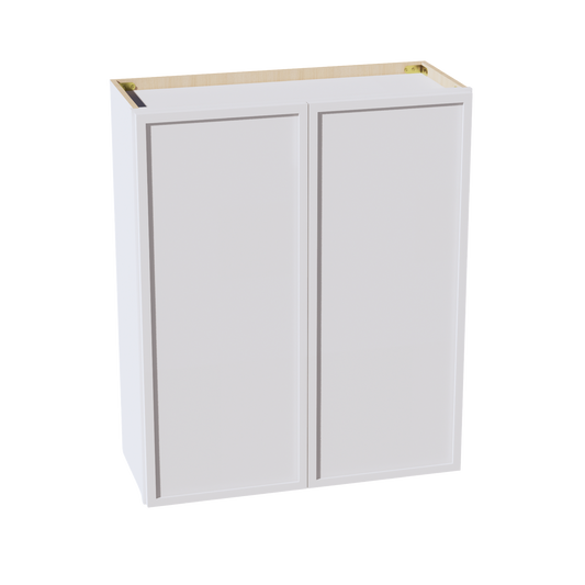 W3036-SSW  Wall Cabinet 2 Doors & 2 Shelves - Slim Shaker Style - White   30"W x 36"H x 12"D