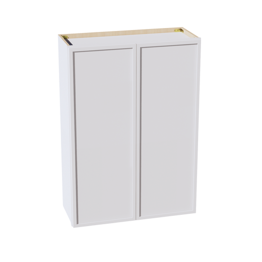 W3042-SSW  Wall Cabinet 2 Doors & 2 Shelves - Slim Shaker Style - White   30"W x 42"H x 12"D
