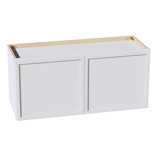 W3315-SSW  Wall Cabinet 2 Doors & 2 Shelves - Slim Shaker Style - White   33"W x 15"H x 12"D