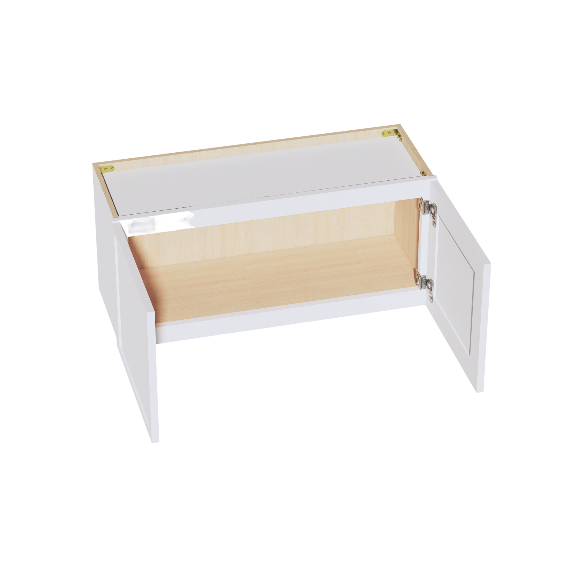 W3315-SSW  Wall Cabinet 2 Doors & 2 Shelves - Slim Shaker Style - White   33"W x 15"H x 12"D