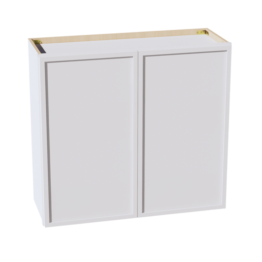 W3330-SSW  Wall Cabinet 2 Doors & 2 Shelves - Slim Shaker Style - White   33"W x 30"H x 12"D