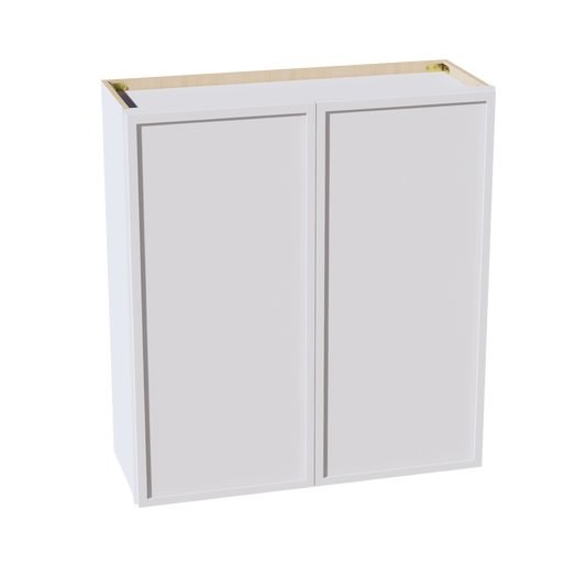 W3336-SSW  Wall Cabinet 2 Doors & 2 Shelves - Slim Shaker Style - White   33"W x 36"H x 12"D
