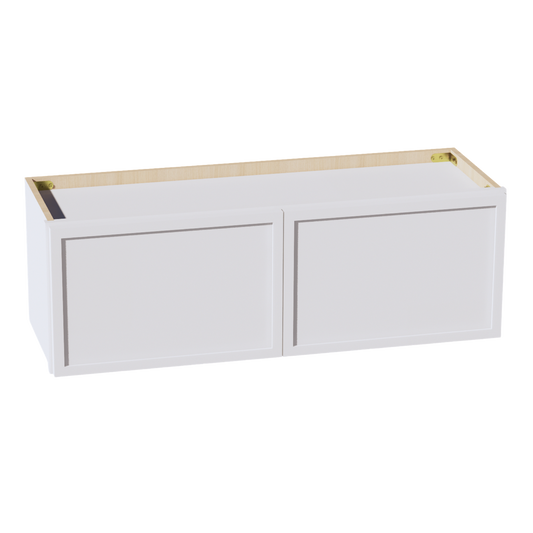 W3612-SSW  Wall Cabinet 2 Doors & 2 Shelves - Slim Shaker Style - White   36"W x 12"H x 12"D