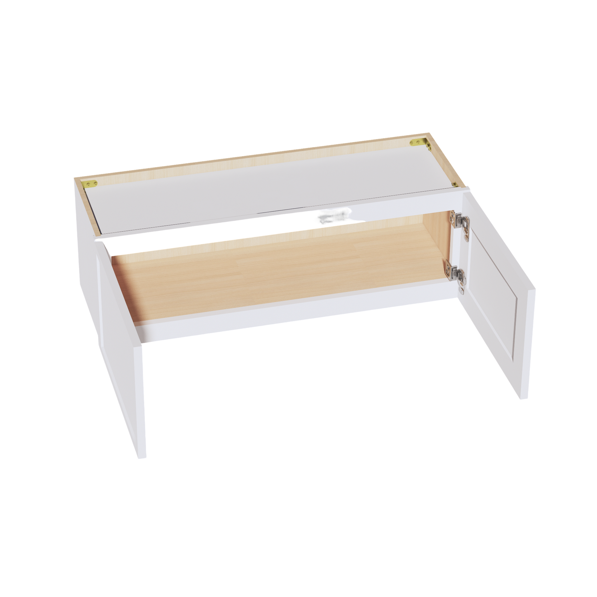 W3612-SSW  Wall Cabinet 2 Doors & 2 Shelves - Slim Shaker Style - White   36"W x 12"H x 12"D