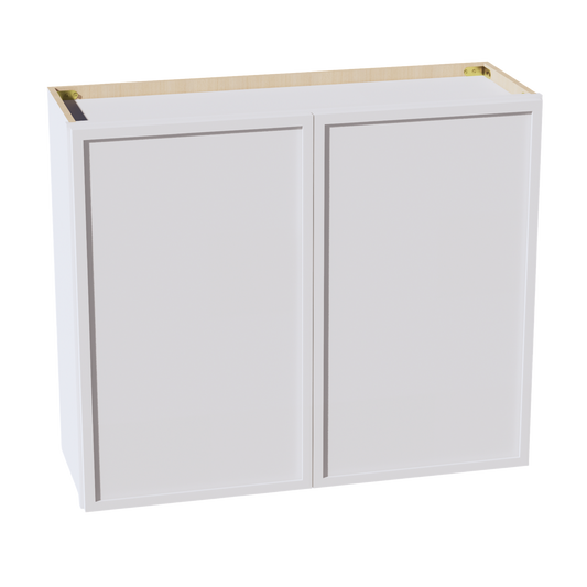 W3630-SSW  Wall Cabinet 2 Doors & 2 Shelves - Slim Shaker Style - White   36"W x 30"H x 12"D