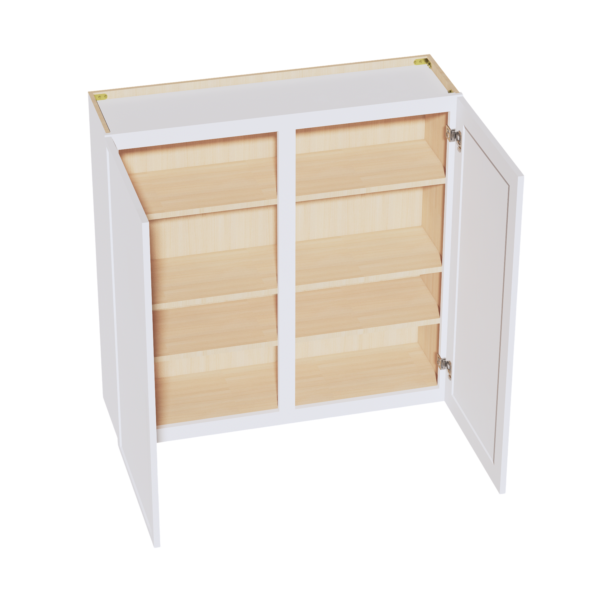 W4242-SSW  Wall Cabinet 2 Doors & 2 Shelves - Slim Shaker Style - White   42"W x 42"H x 12"D