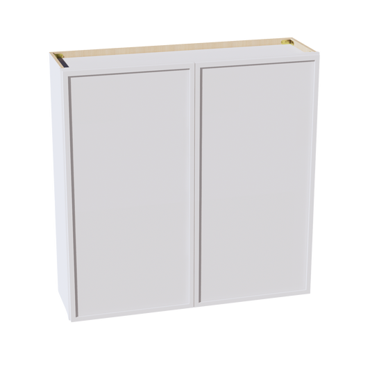 W4242-SSW  Wall Cabinet 2 Doors & 2 Shelves - Slim Shaker Style - White   42"W x 42"H x 12"D