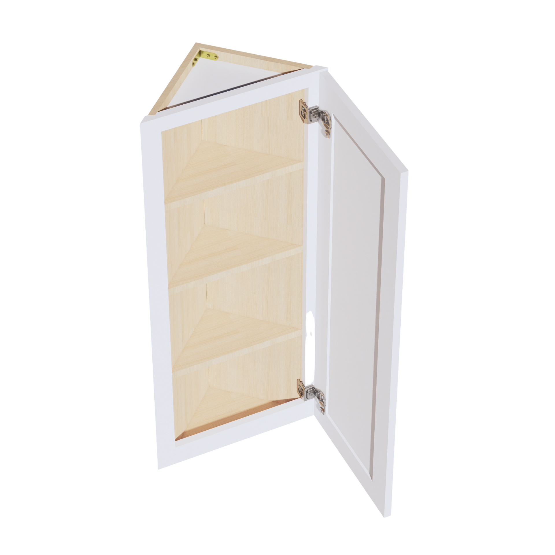 WAE1242-SSW  Wall Angle End Cabinet 1 Door & 2 Shelves - Slim Shaker Style - White   12"W x 42"H x 12"D