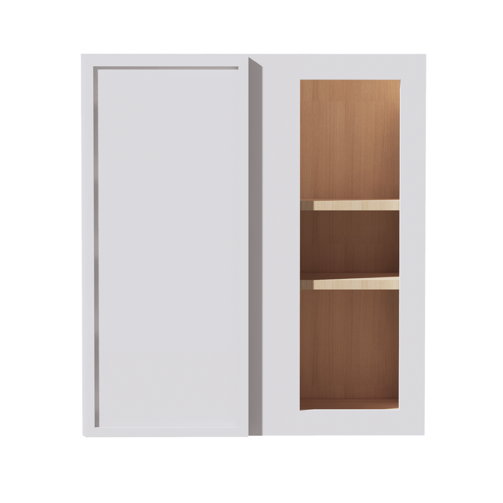 WBC2730-SSW  Wall Angle End Cabinet 1 Door & 2 Shelves - Slim Shaker Style - White   27"W x 30"H x 12"D