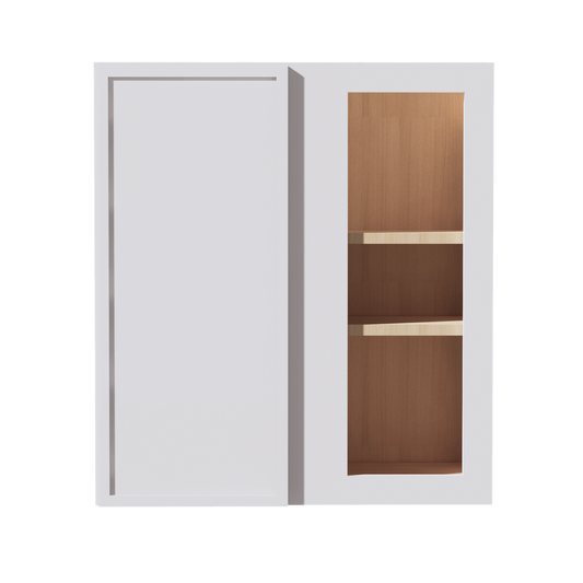 WBC2730-SSW  Wall Angle End Cabinet 1 Door & 2 Shelves - Slim Shaker Style - White   27"W x 30"H x 12"D