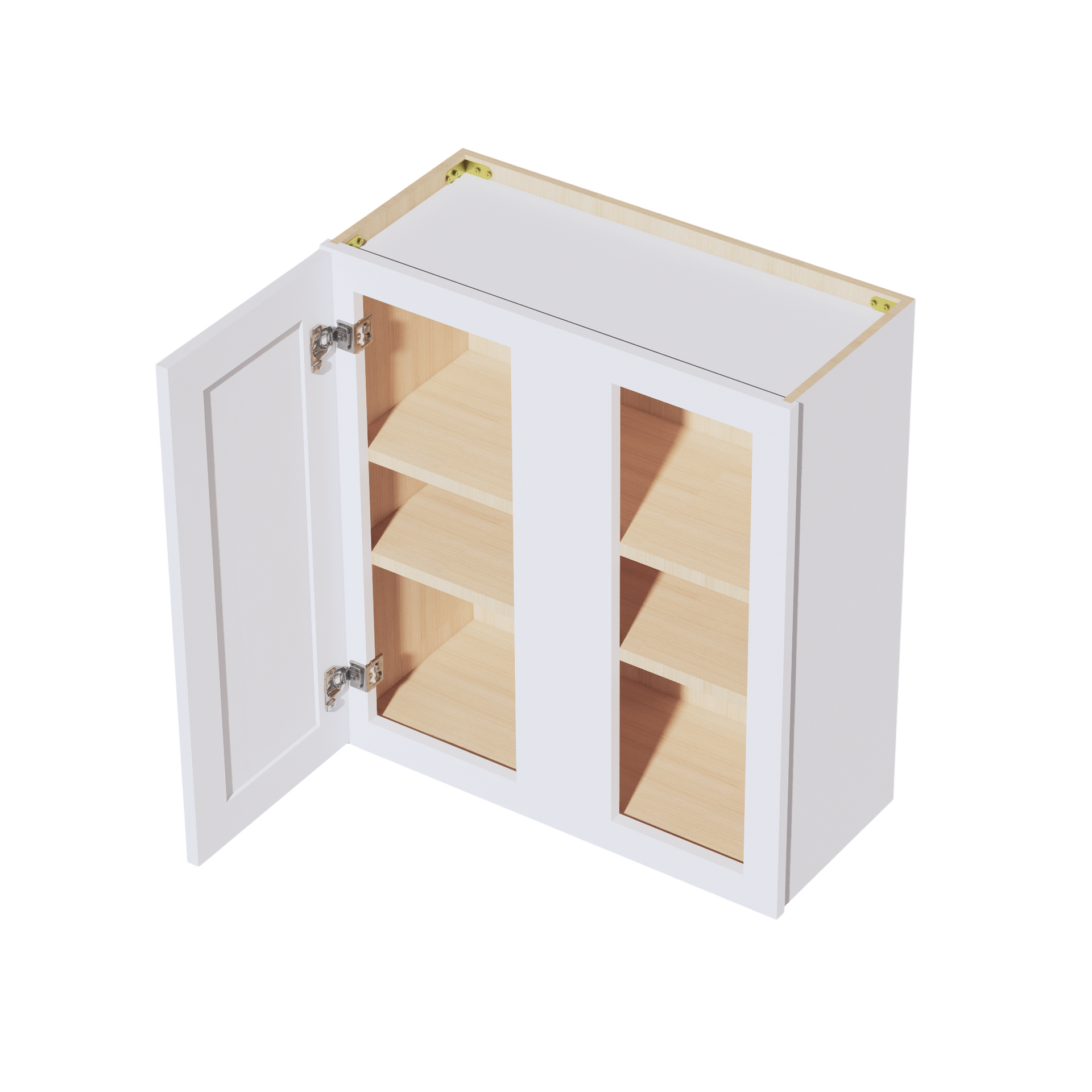 WBC2730-SSW  Wall Angle End Cabinet 1 Door & 2 Shelves - Slim Shaker Style - White   27"W x 30"H x 12"D