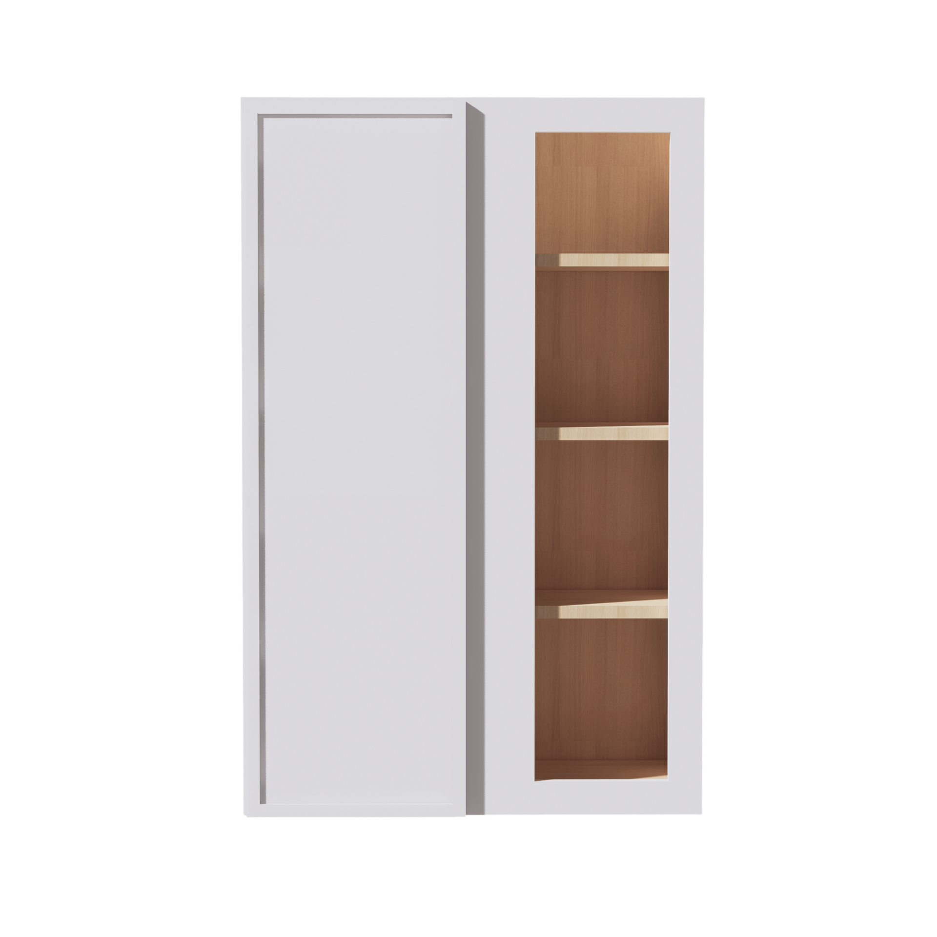 WBC2742-SSW  Wall Blind Corner Cabinet 1 Door & 2 Shelves - Slim Shaker Style - White   27"W x 42"H x 12"D